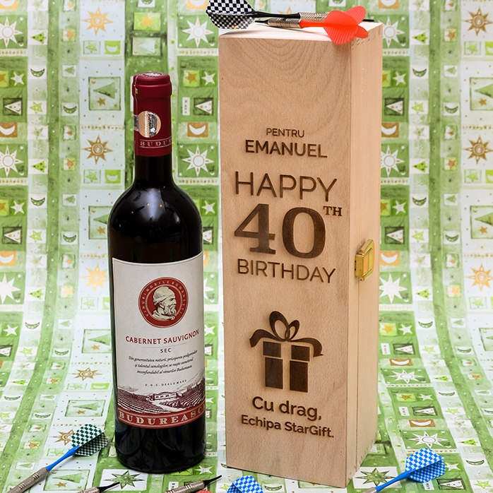 Cutie de vin personalizată - Happy Birthday Gift