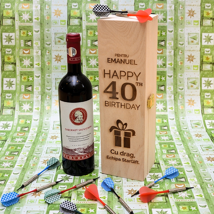 Cutie de vin personalizată - Happy Birthday Gift