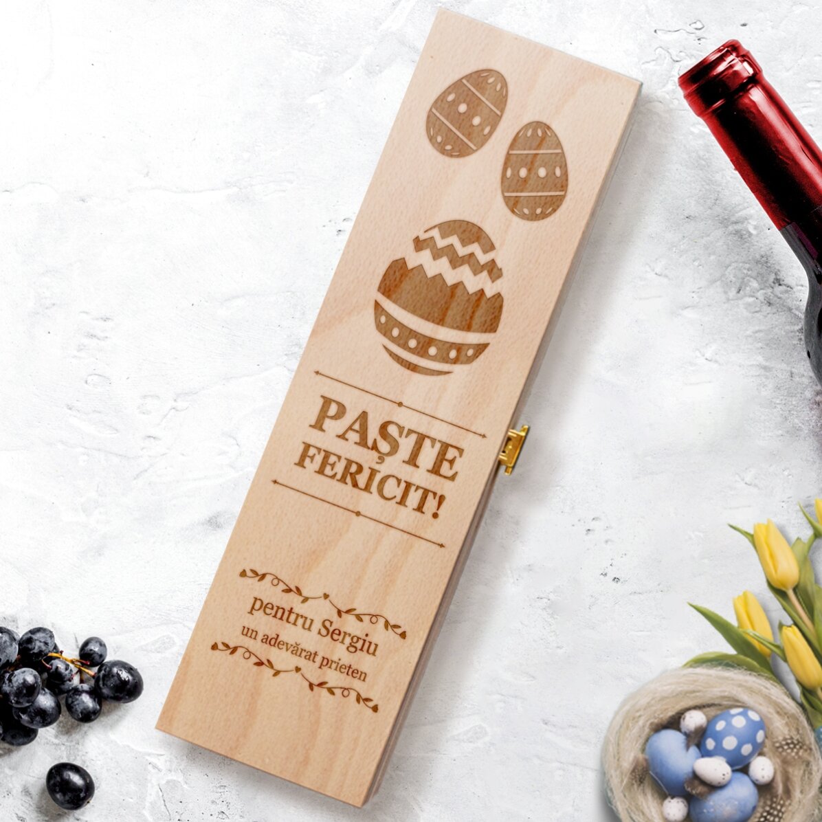 Cutie de vin personalizată - Happy Easter!