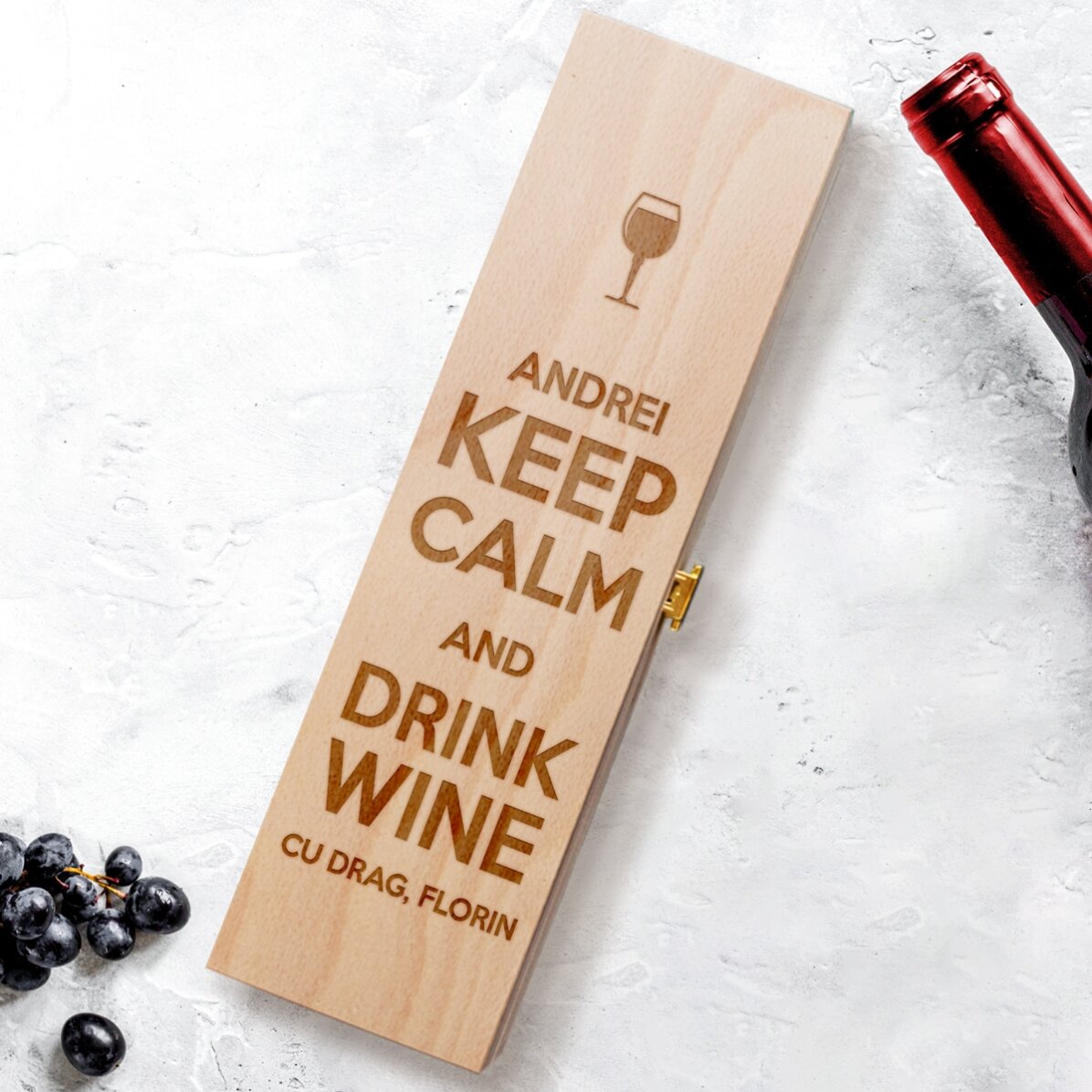 Cutie de vin personalizată - Keep calm