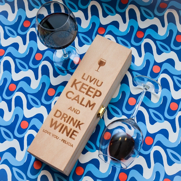 Cutie de vin personalizată - Keep calm