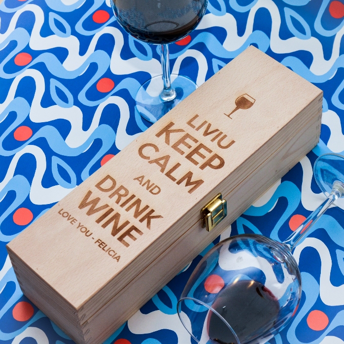Cutie de vin personalizată - Keep calm