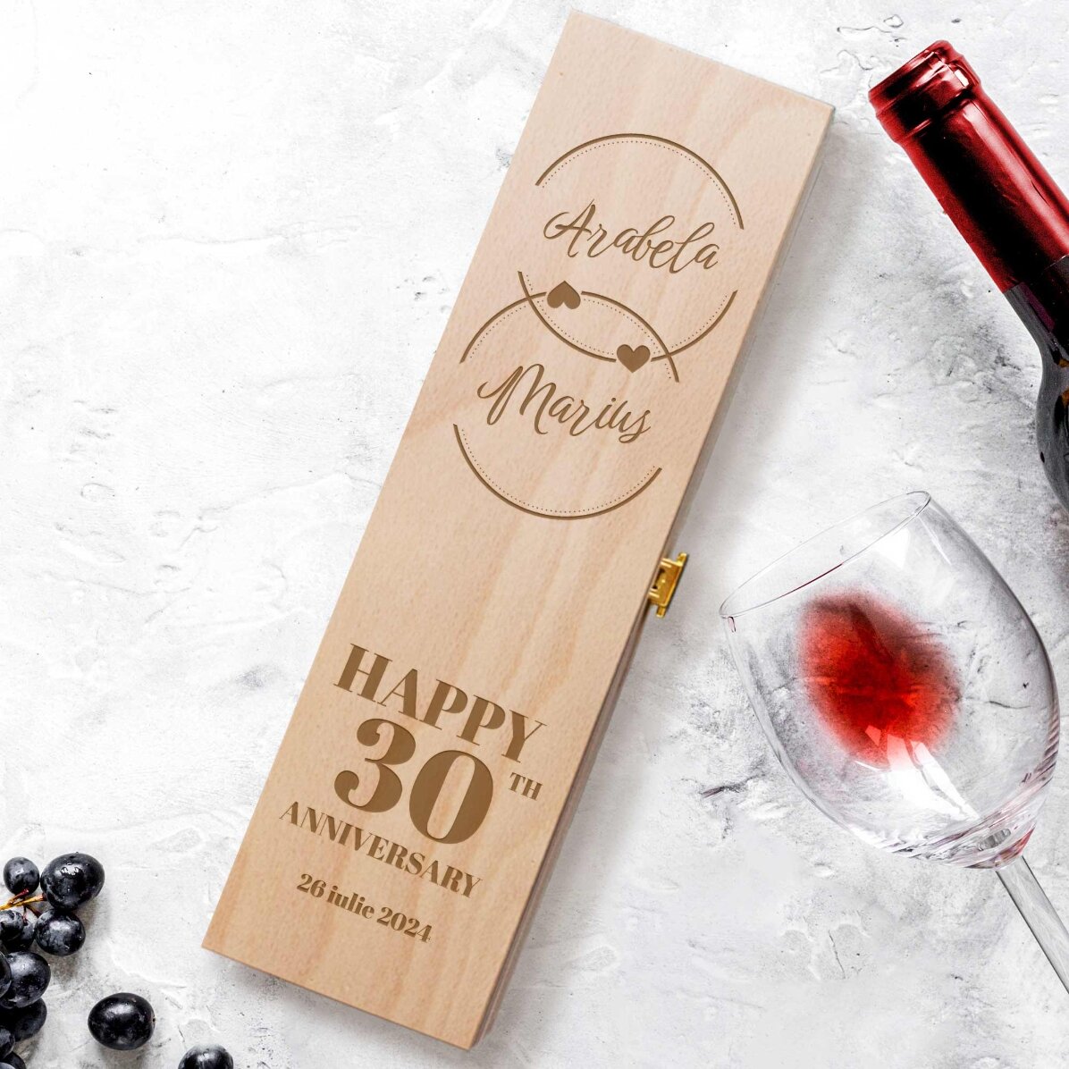 Cutie de vin personalizată - model aniversare