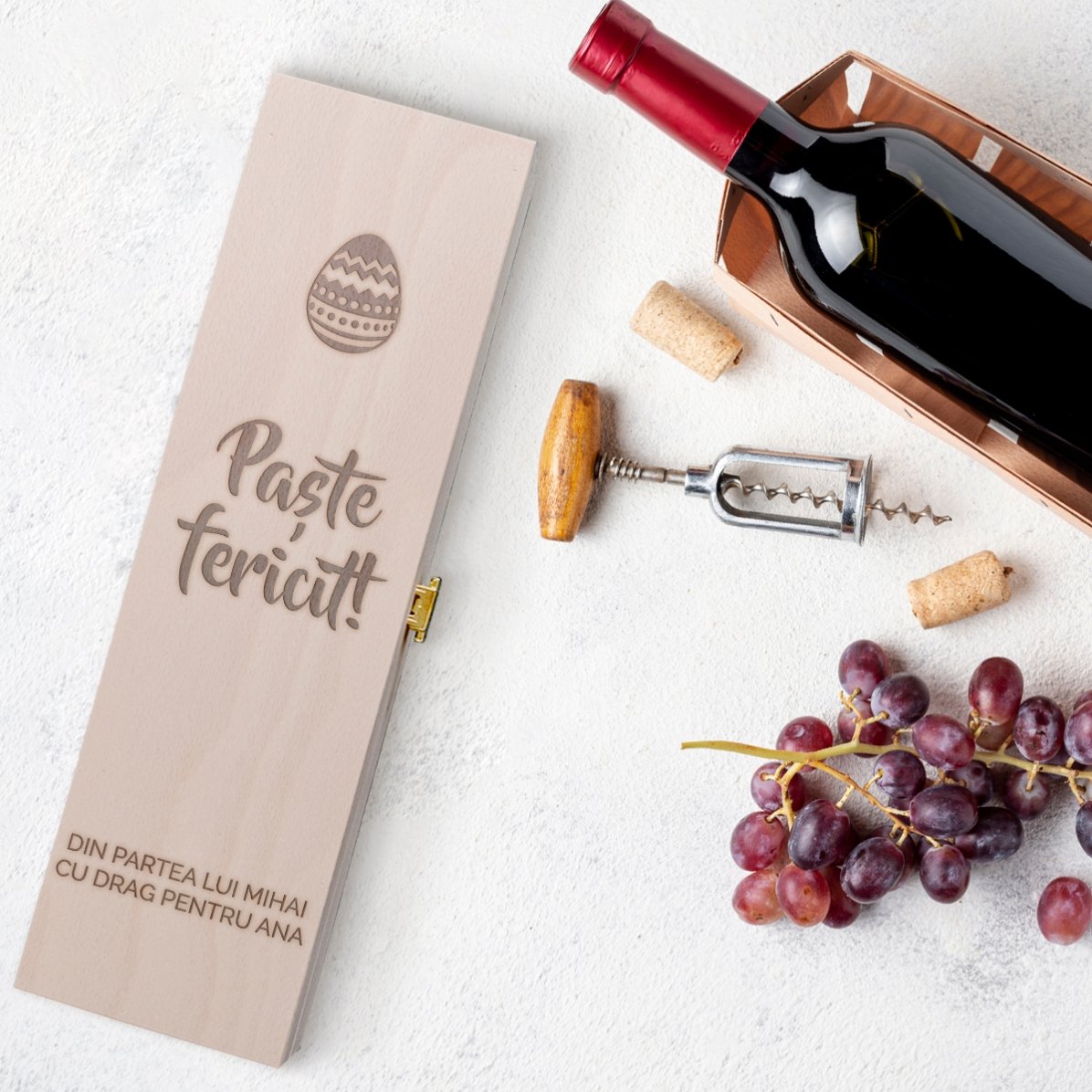 Cutie de vin personalizată - Paște fericit