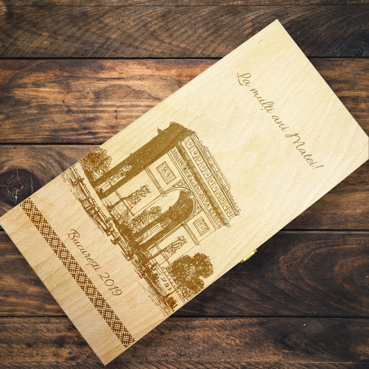 Cutie de vin personalizată pentru două sticle - Arcul de Triumf