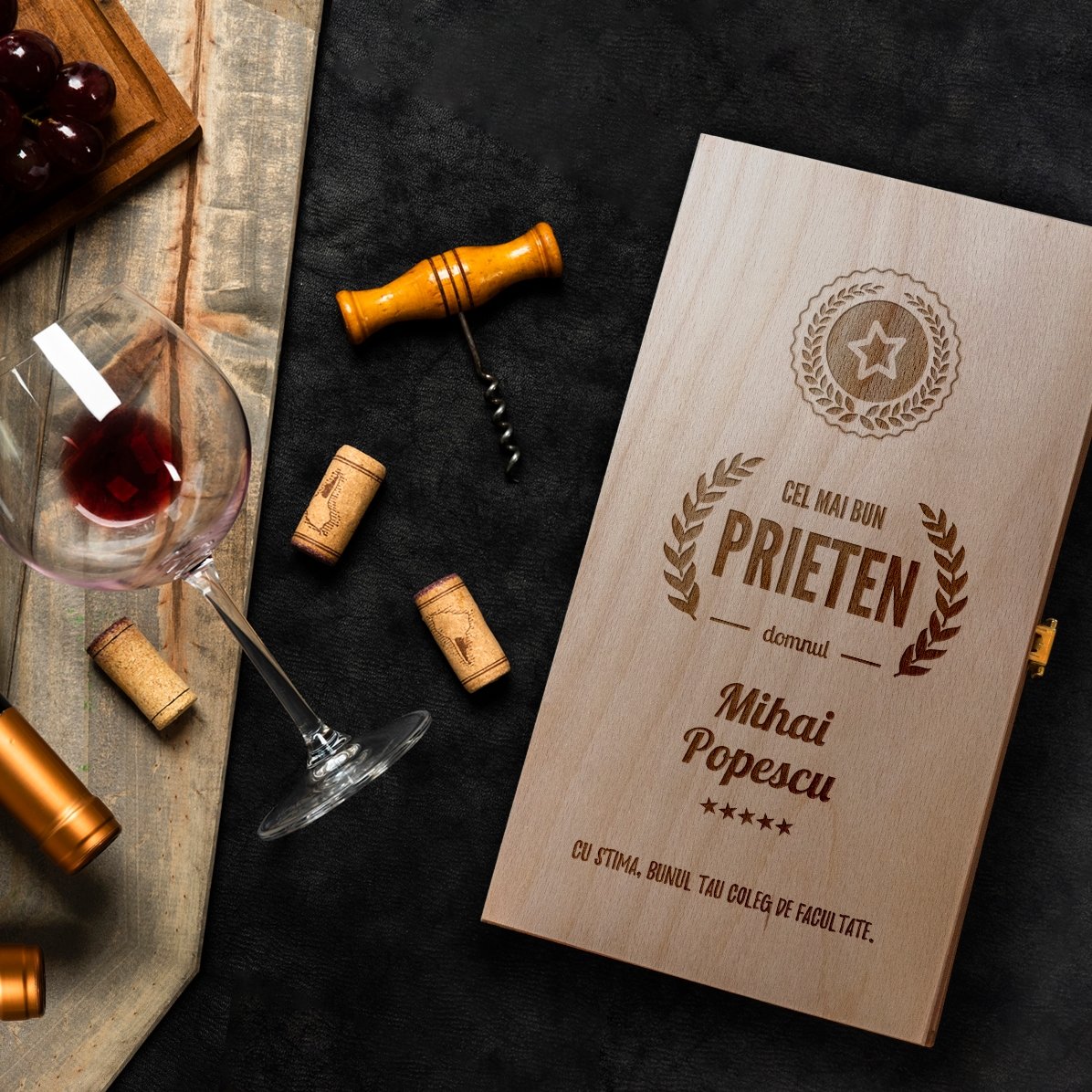 Cutie de vin personalizată pentru două sticle - Cel mai