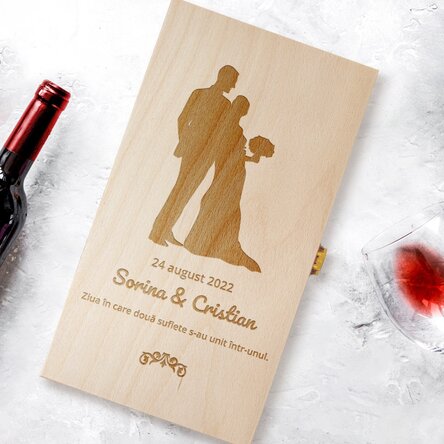 Cutie de vin personalizată pentru două sticle - Două suflete