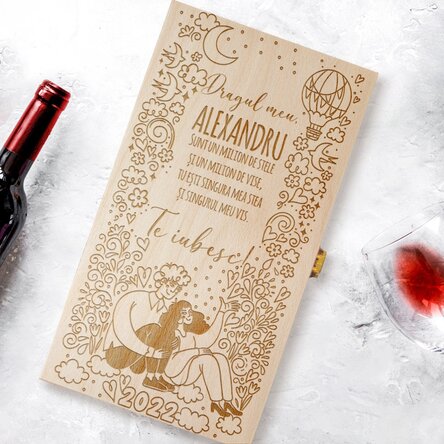 Cutie de vin personalizată pentru două sticle - Singurul meu vis