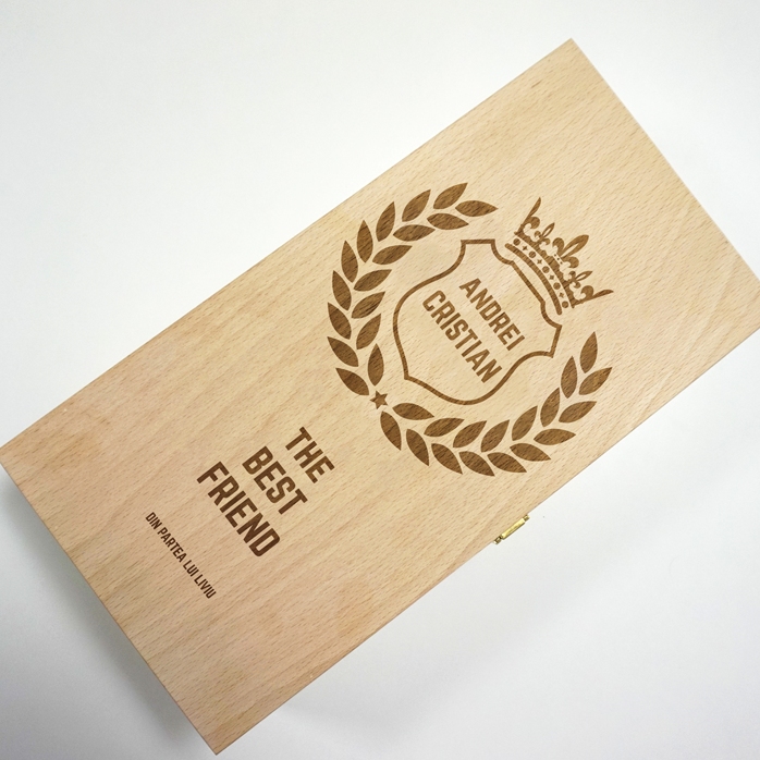 Cutie de vin personalizată pentru două sticle - The Best 
