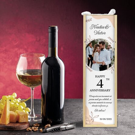 Cutie de vin personalizată cu poză și text - Aniversare relație