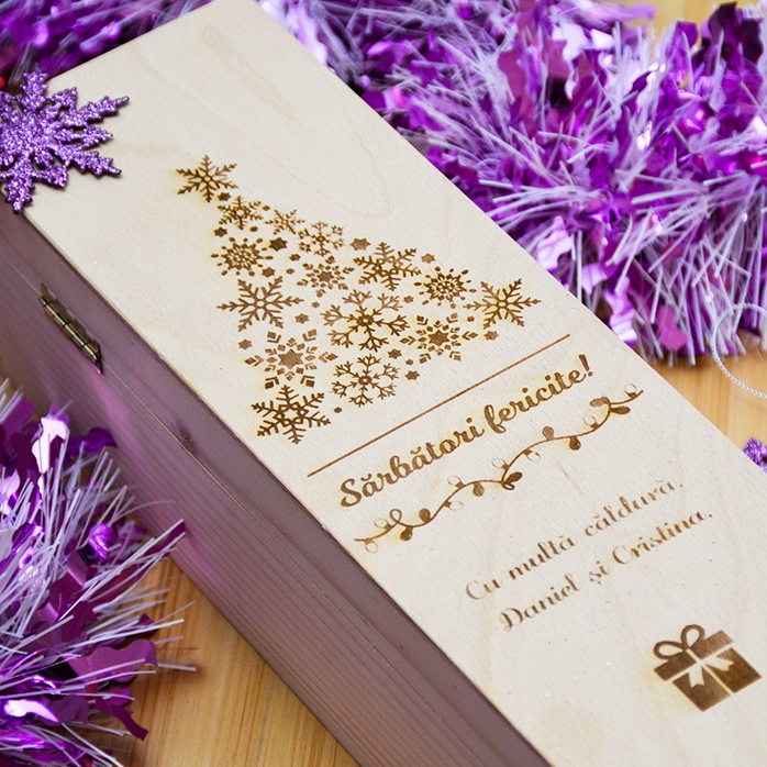 Cutie de vin personalizată - Sărbători fericite