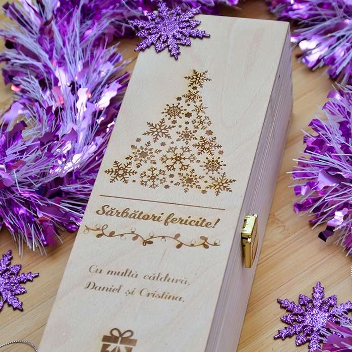 Cutie de vin personalizată - Sărbători fericite