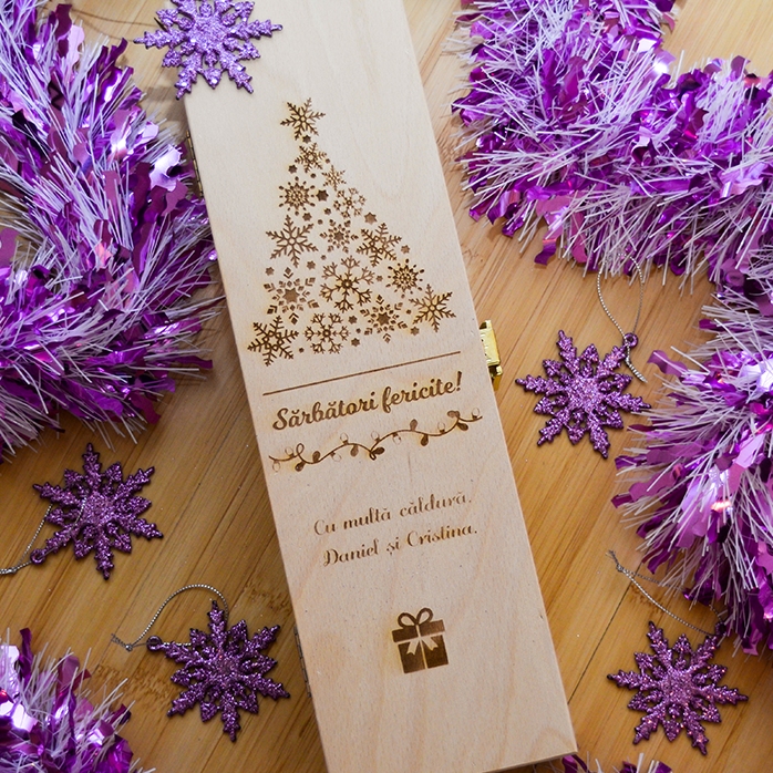 Cutie de vin personalizată - Sărbători fericite