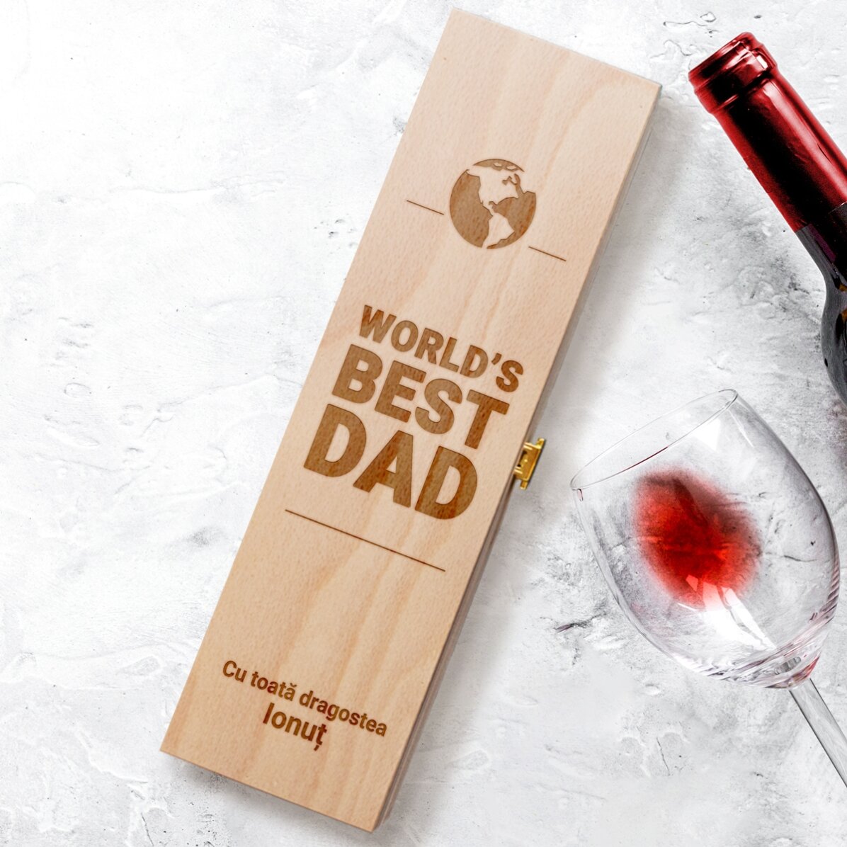 Cutie de vin personalizată - World