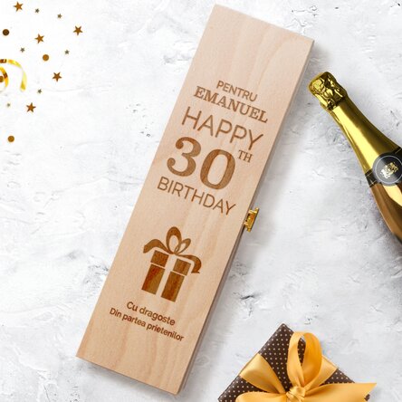 Cutie de vin spumant personalizată - Happy Birthday Gift