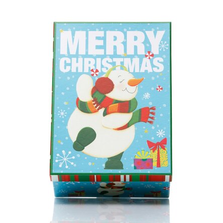 Cutie cadou Crăciun albastră - model om de zăpadă