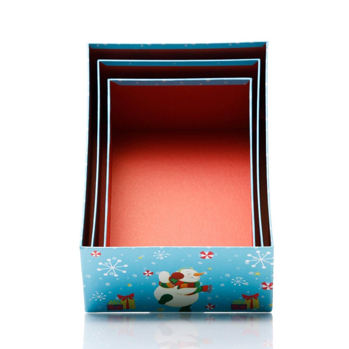 Cutie cadou Crăciun albastră - model om de zăpadă