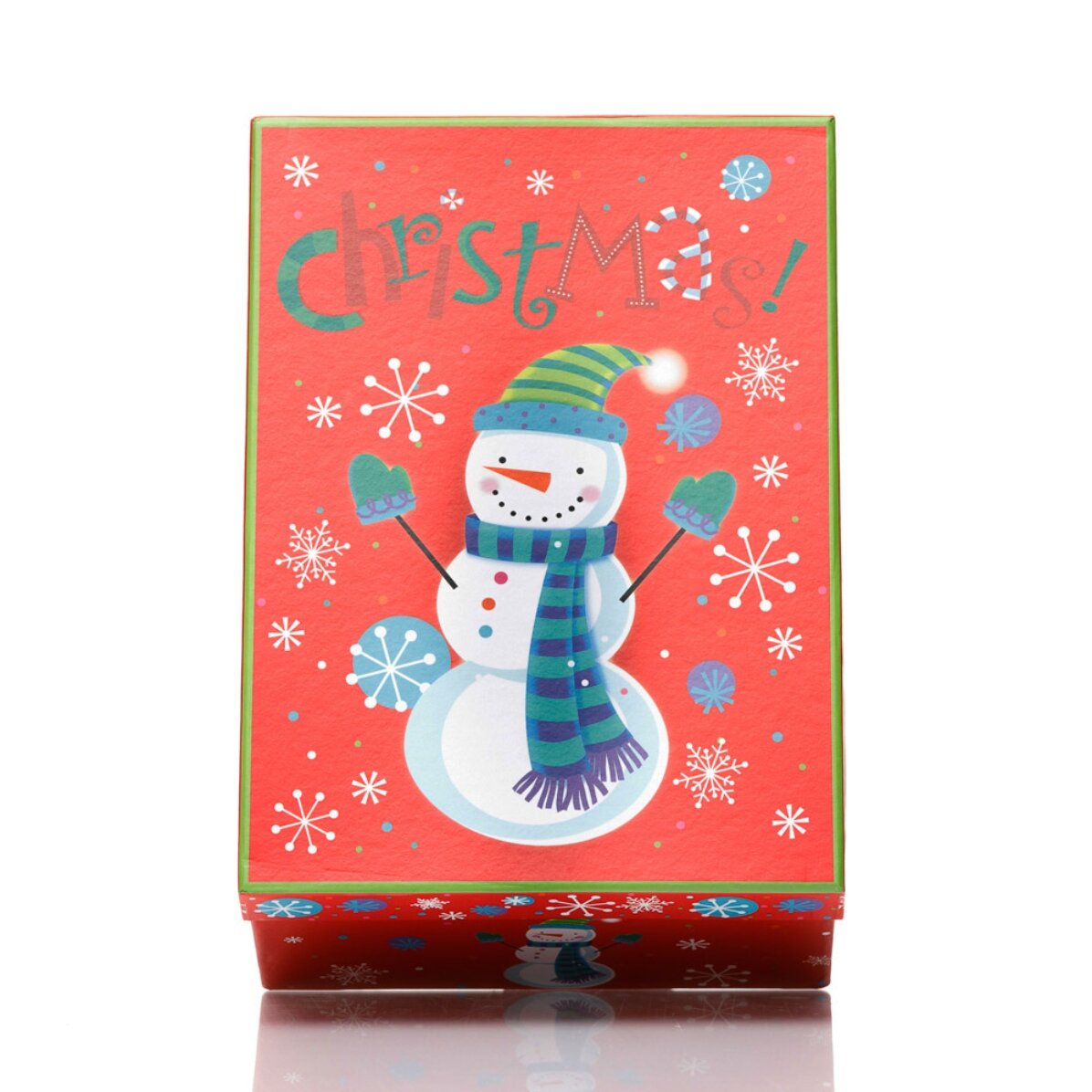 Cutie cadou roșie - model om de zăpadă 