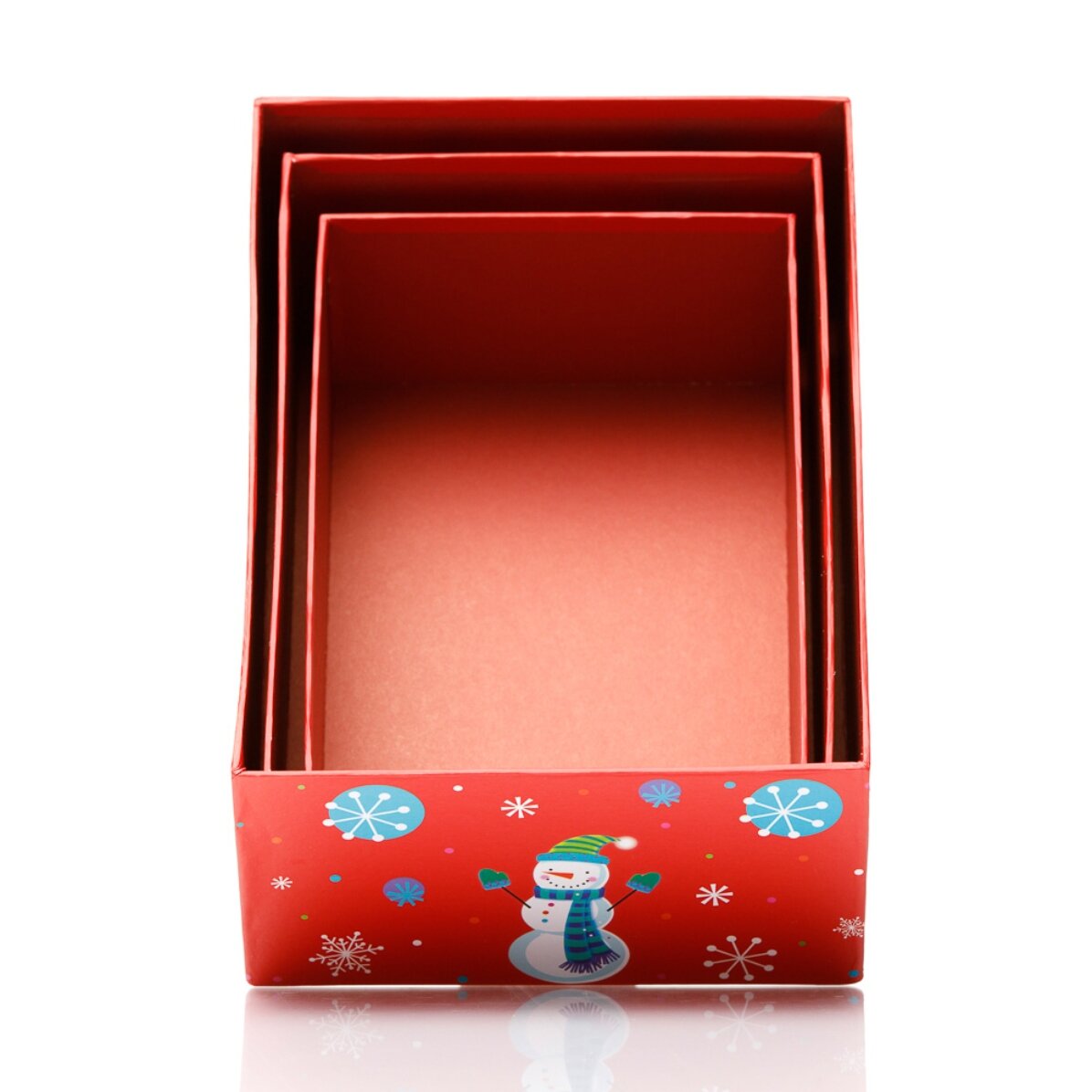 Cutie cadou roșie - model om de zăpadă 