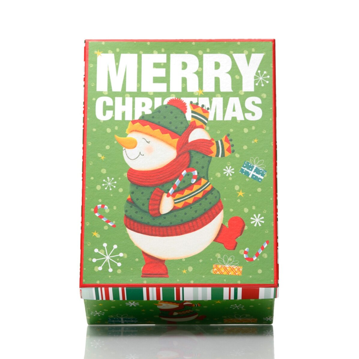 Cutie cadou Crăciun verde - model om de zăpadă