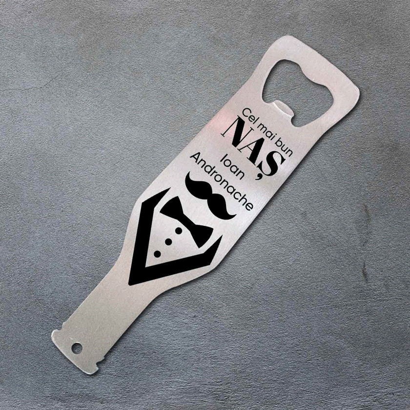 Desfăcător de bere personalizat cu mesaj - Cel mai bun Naș