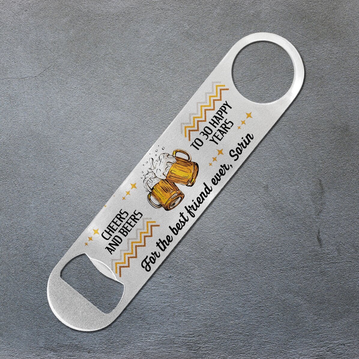 Desfăcător de bere personalizat cu mesaj - Cheers and beers