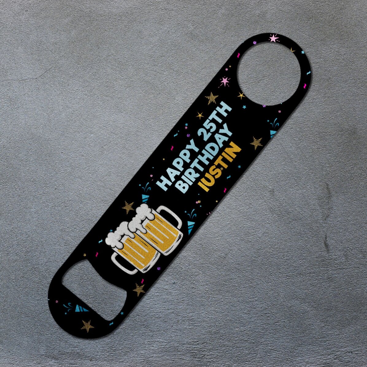 Desfăcător de bere personalizat cu mesaj - Happy birthday