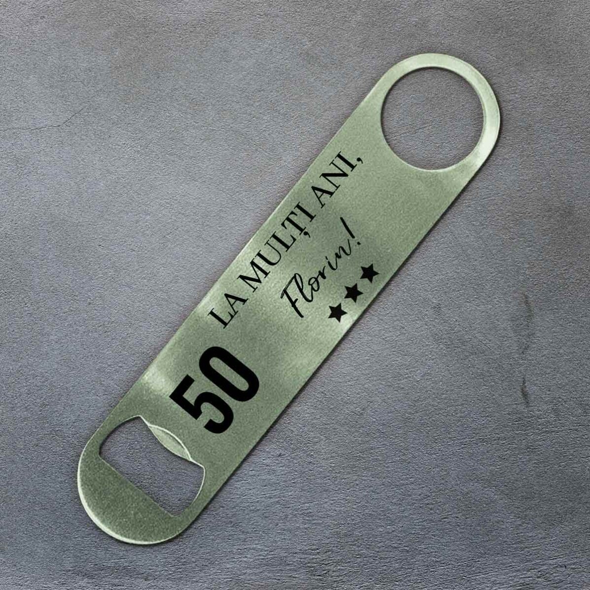 Desfăcător de bere personalizat cu mesaj - La mulți ani!