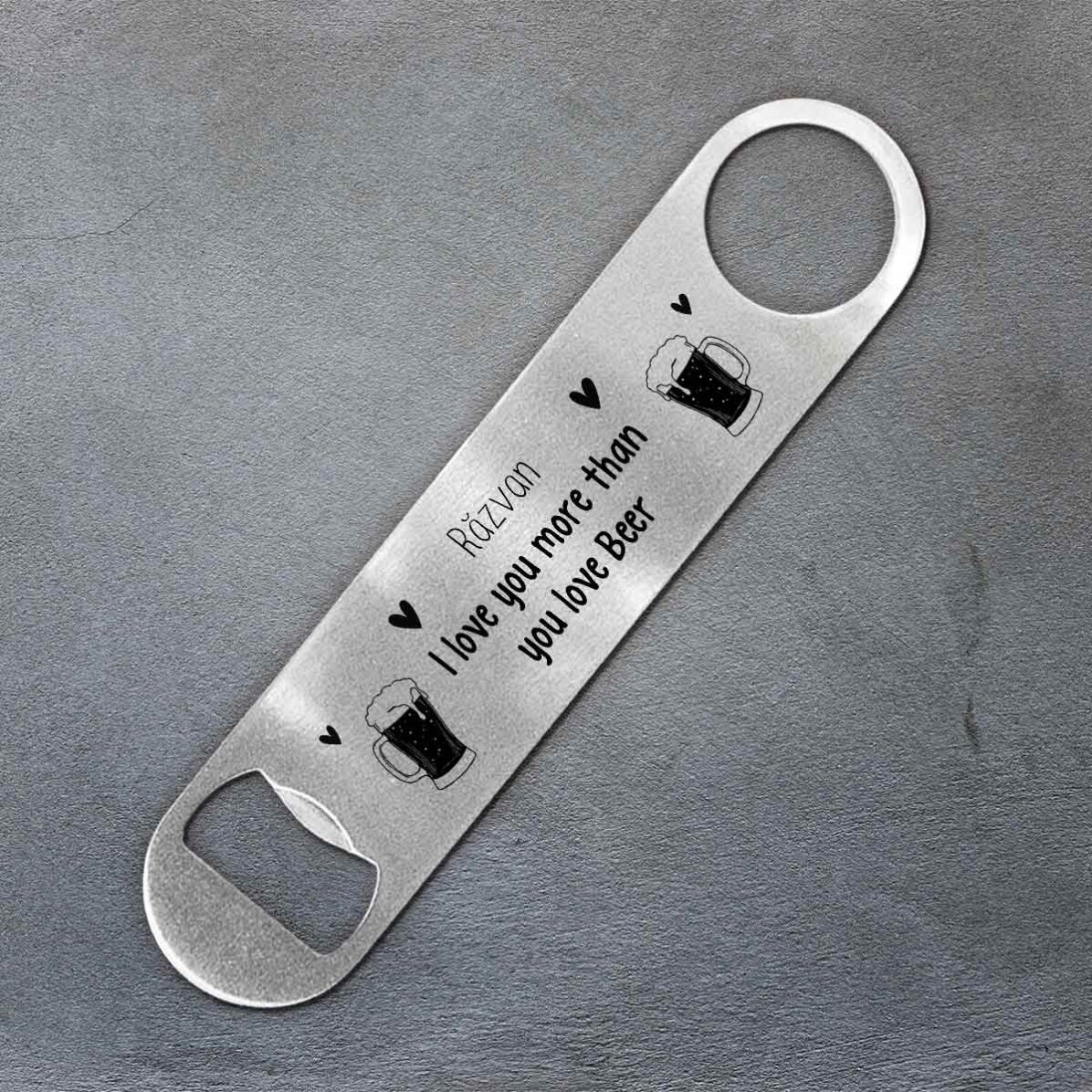 Desfăcător de bere personalizat cu mesaj - Love