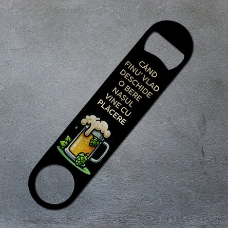 Desfăcător de bere personalizat cu mesaj - Nașul și Finul
