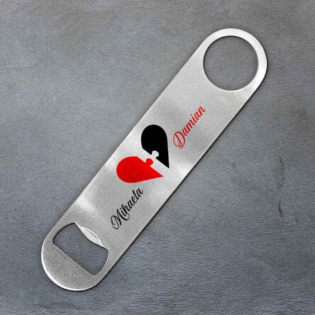 Desfăcător de bere personalizat cu text - Puzzle heart