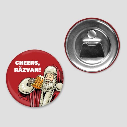 Desfăcător de sticle cu magnet personalizat cu text  - Moș Crăciun