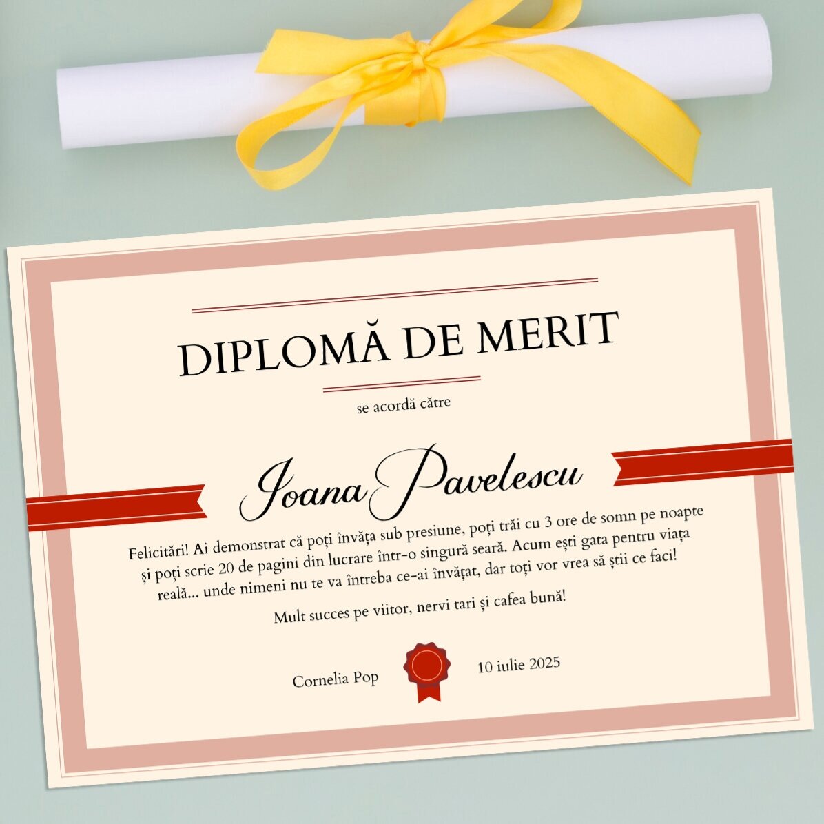 Diplomă personalizată cu text - Diplomă de merit