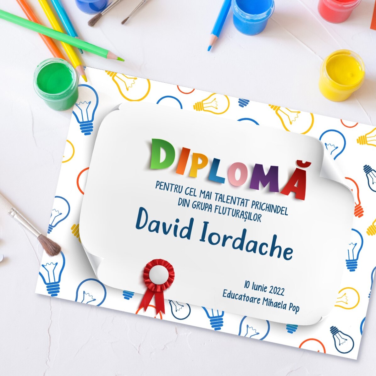 Diplomă personalizată cu text 