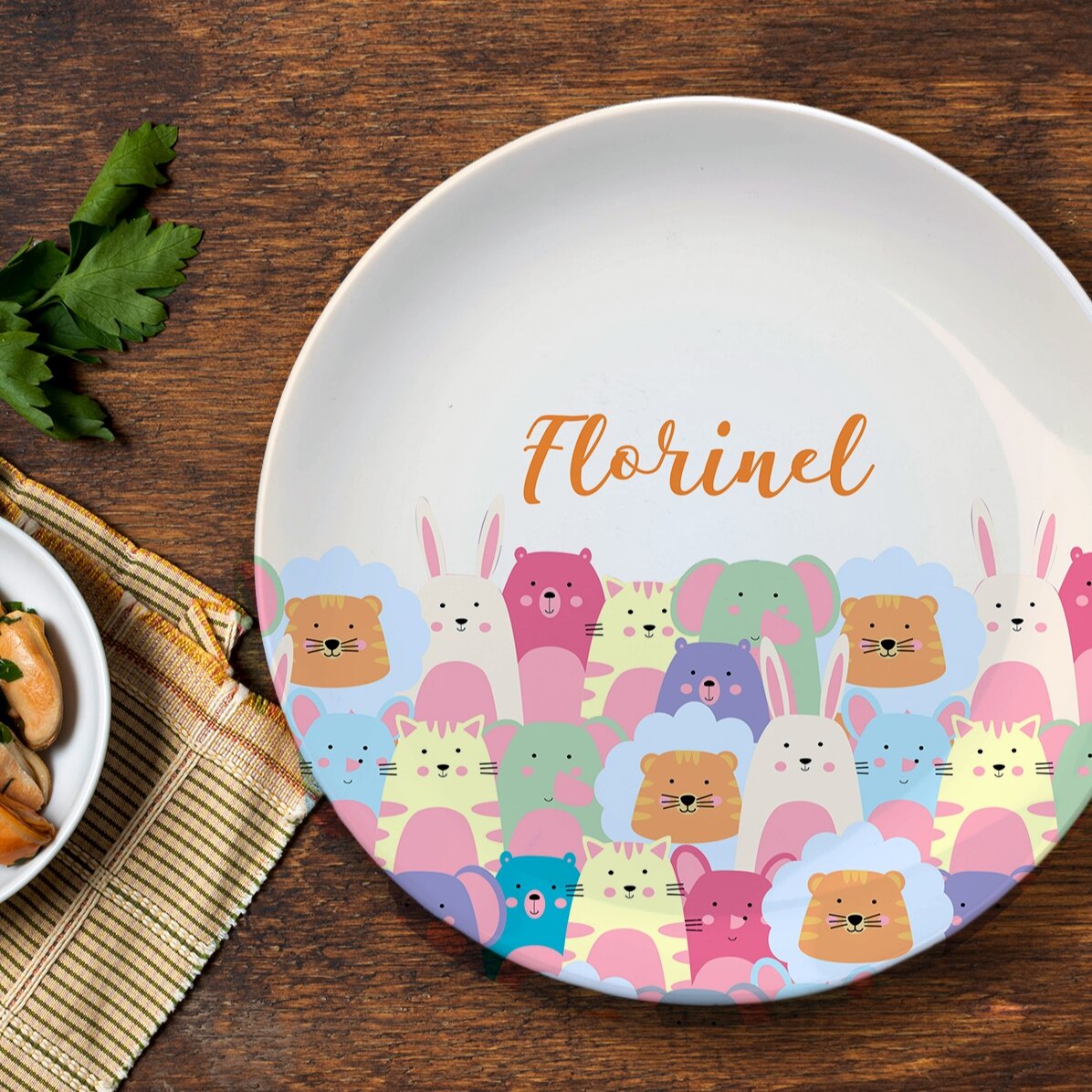 Farfurie personalizată cu text - Animăluțe