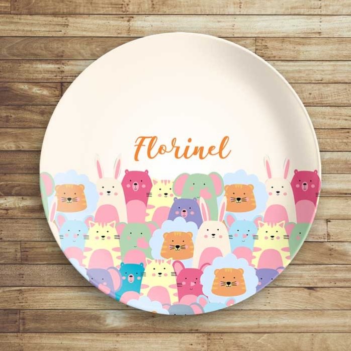 Farfurie personalizată cu text - Animăluțe