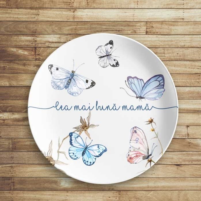 Farfurie personalizată cu text - Fluturi