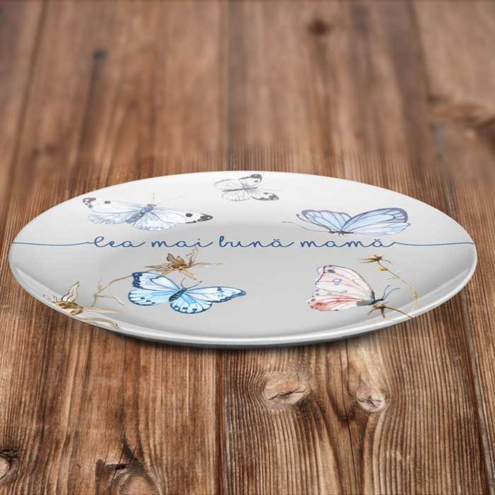 Farfurie personalizată cu text - Fluturi