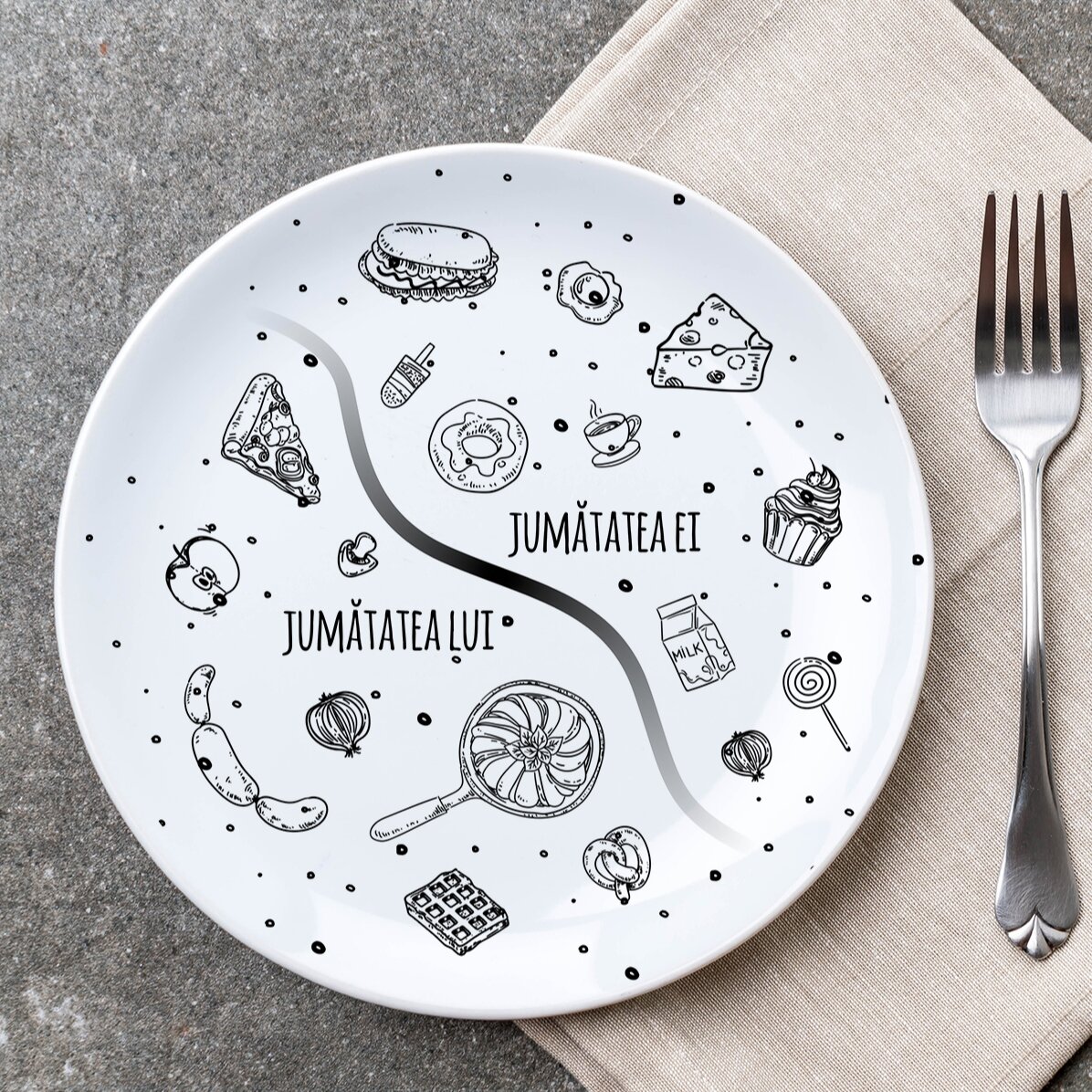 Farfurie personalizată cu text - Jumătate