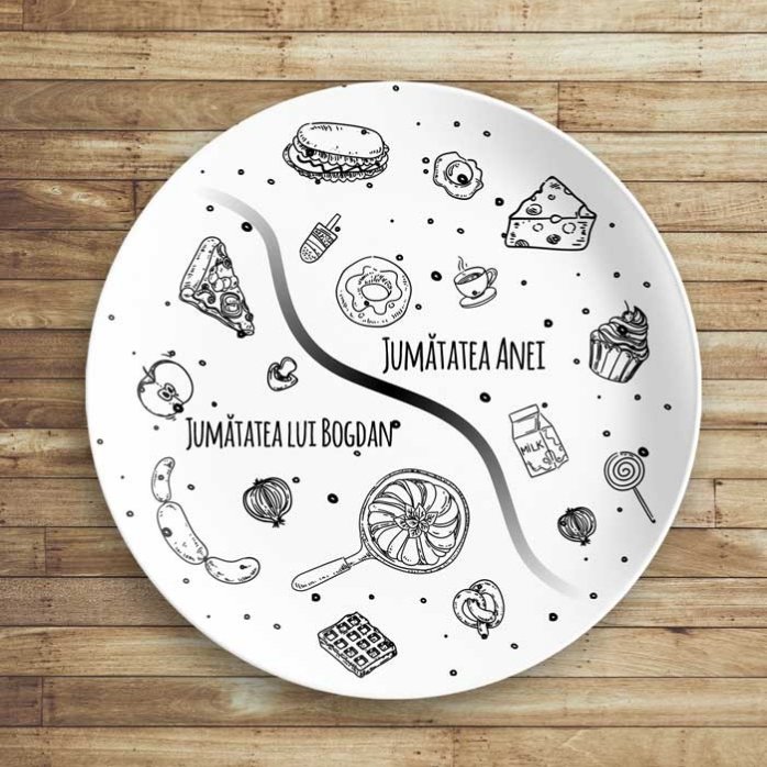 Farfurie personalizată cu text - Jumătate