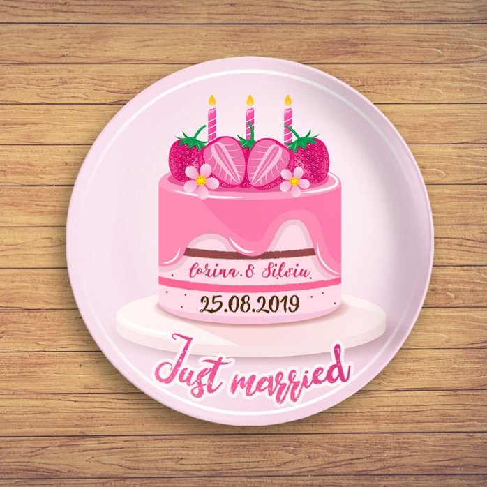 Farfurie personalizată cu text - Just married