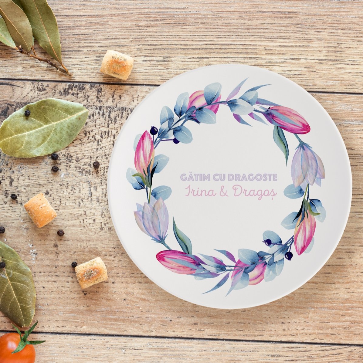 Farfurie personalizată cu text - Lalele