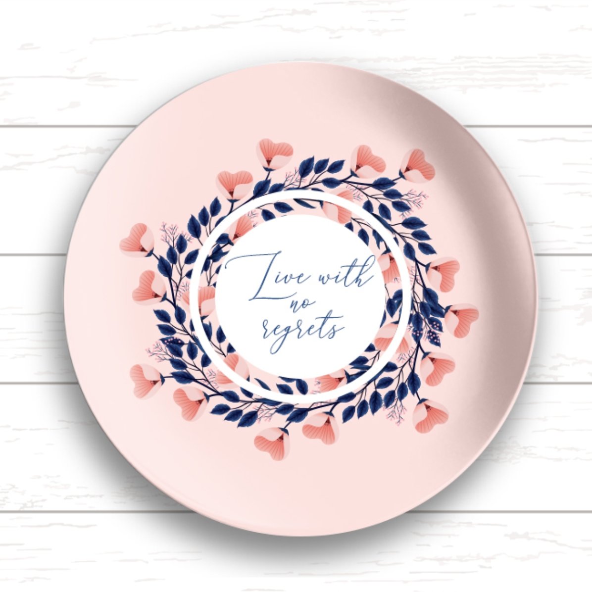 Farfurie personalizată cu text - live with no regrets