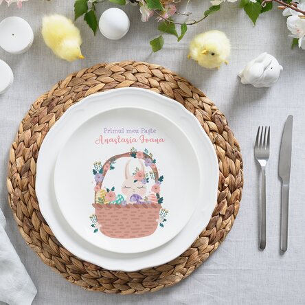 Farfurie personalizată cu text pentru copii - Bunny
