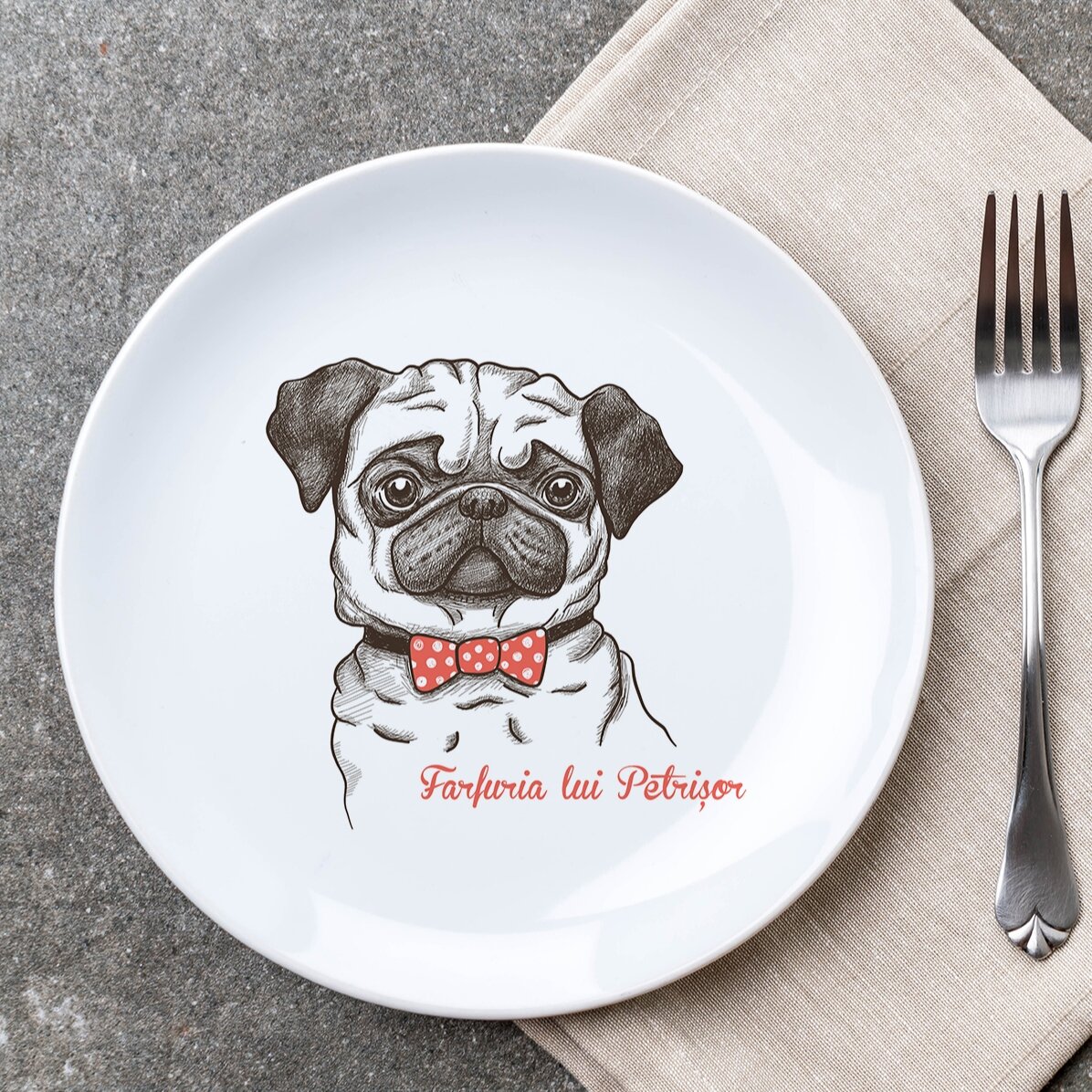 Farfurie personalizată cu text - Pug life