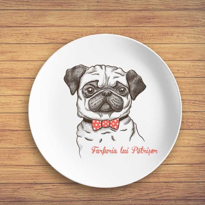 Farfurie personalizată cu text - Pug life