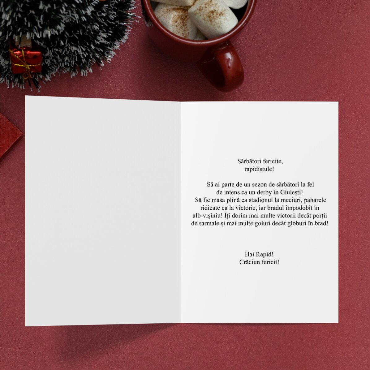 Felicitare FC Rapid personalizată cu mesaj - Crăciunița Rapidistă