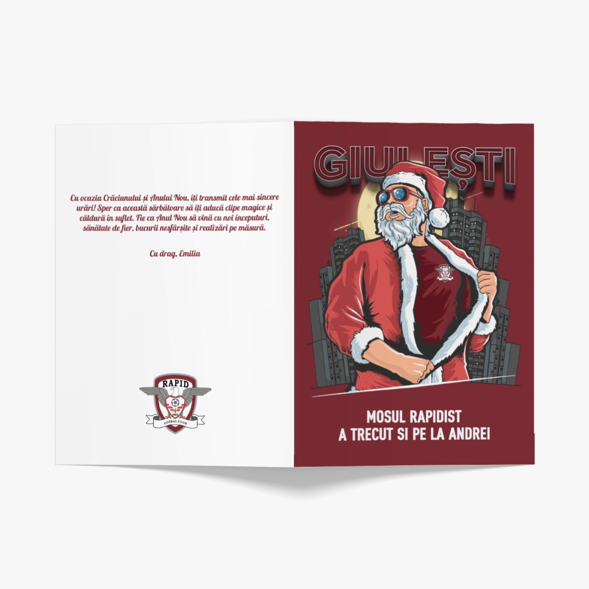 Felicitare FC Rapid personalizată cu mesaj - Moșul Rapidist