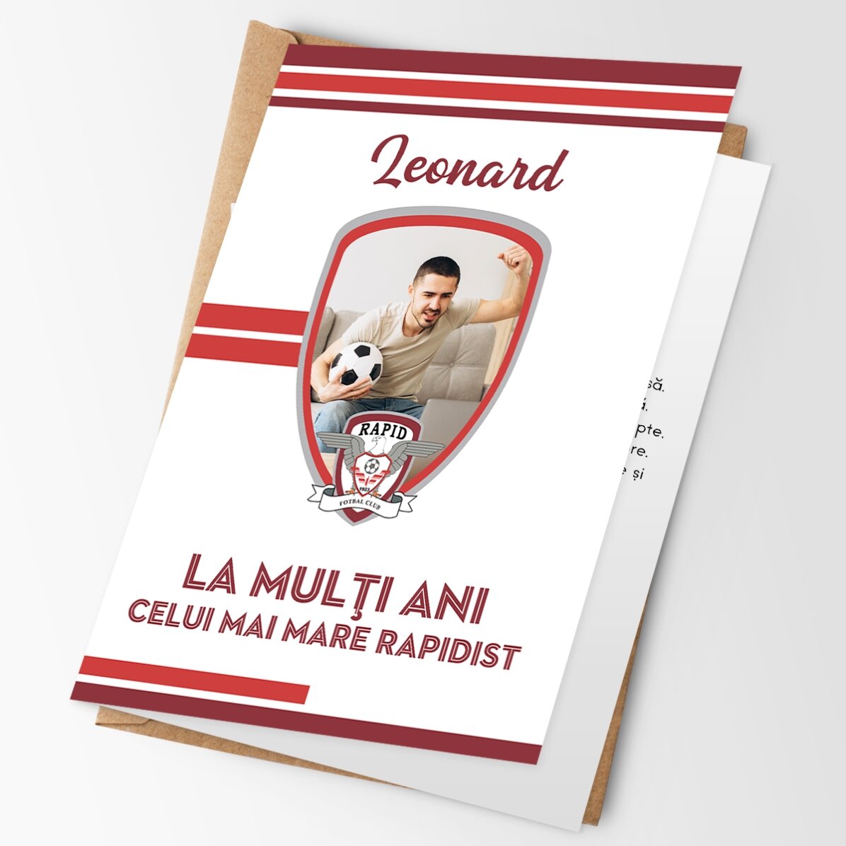 Felicitare FC Rapid personalizată cu poză și mesaj
