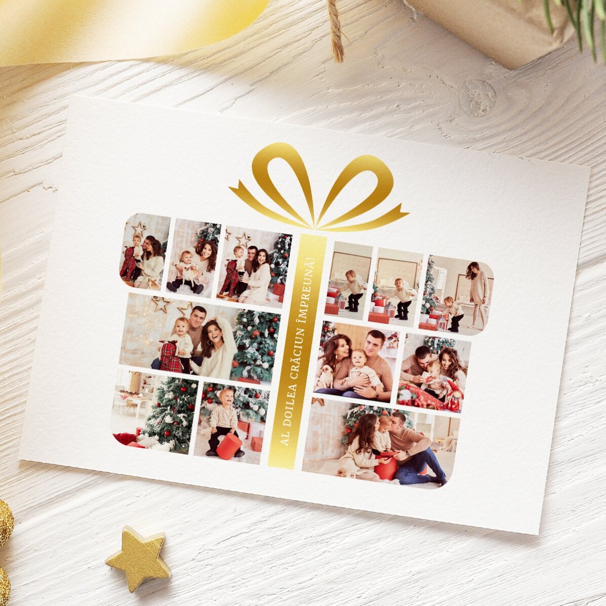 Felicitare magnetică personalizată cu 12 poze și text - Gift Box